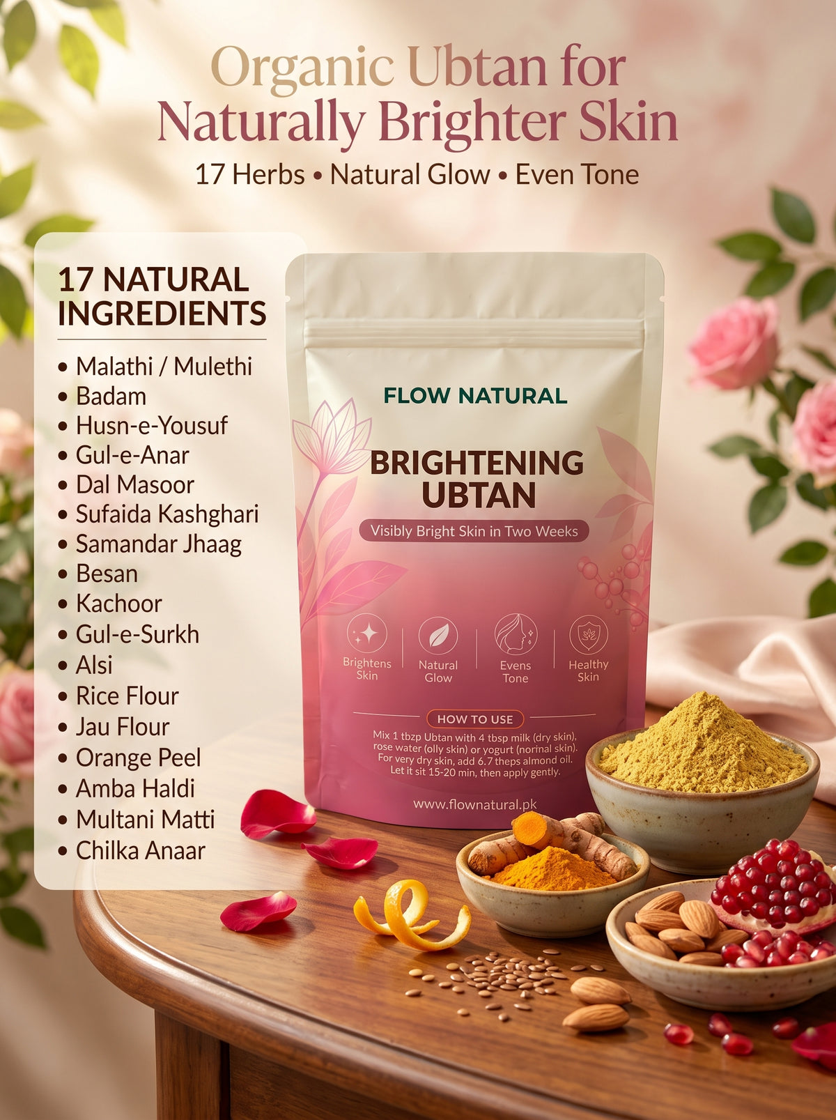 Organic Brightening Ubtan – For a Brighter, Even Looking Complexion | Pack of 2