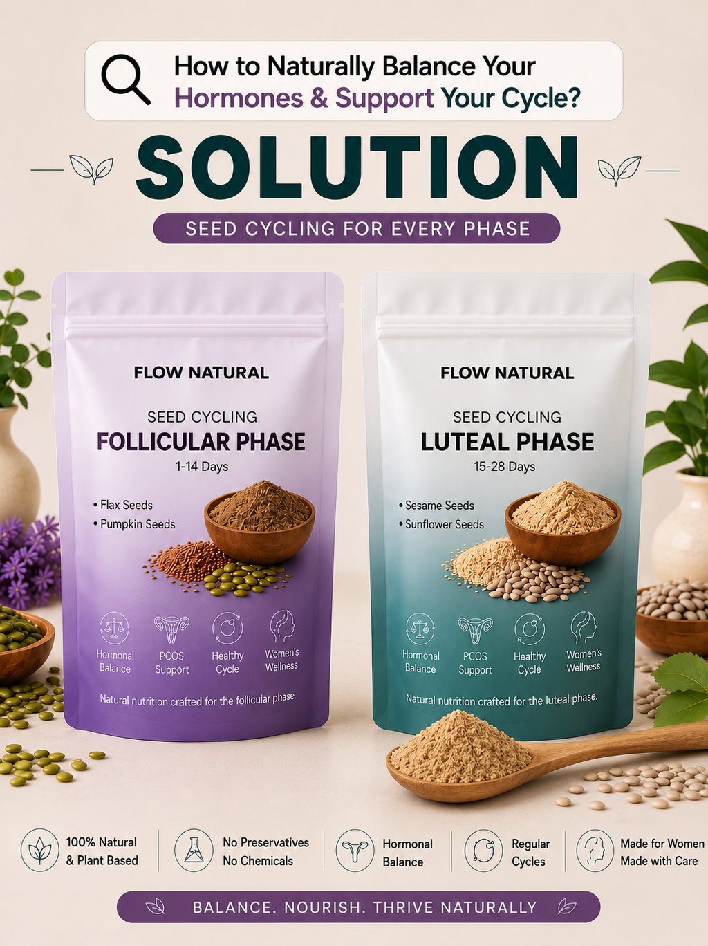 PCOS Seed Cycling Kit – 2 Phase Hormonal Wellness Routine