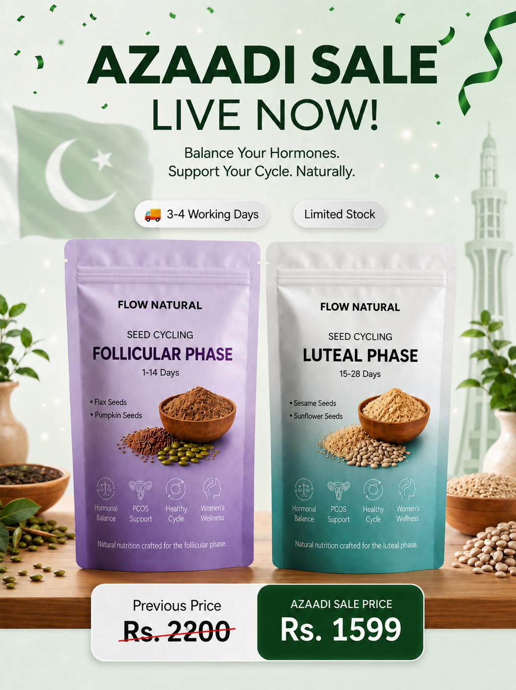 PCOS Seed Cycling Kit – 2 Phase Hormonal Wellness Routine