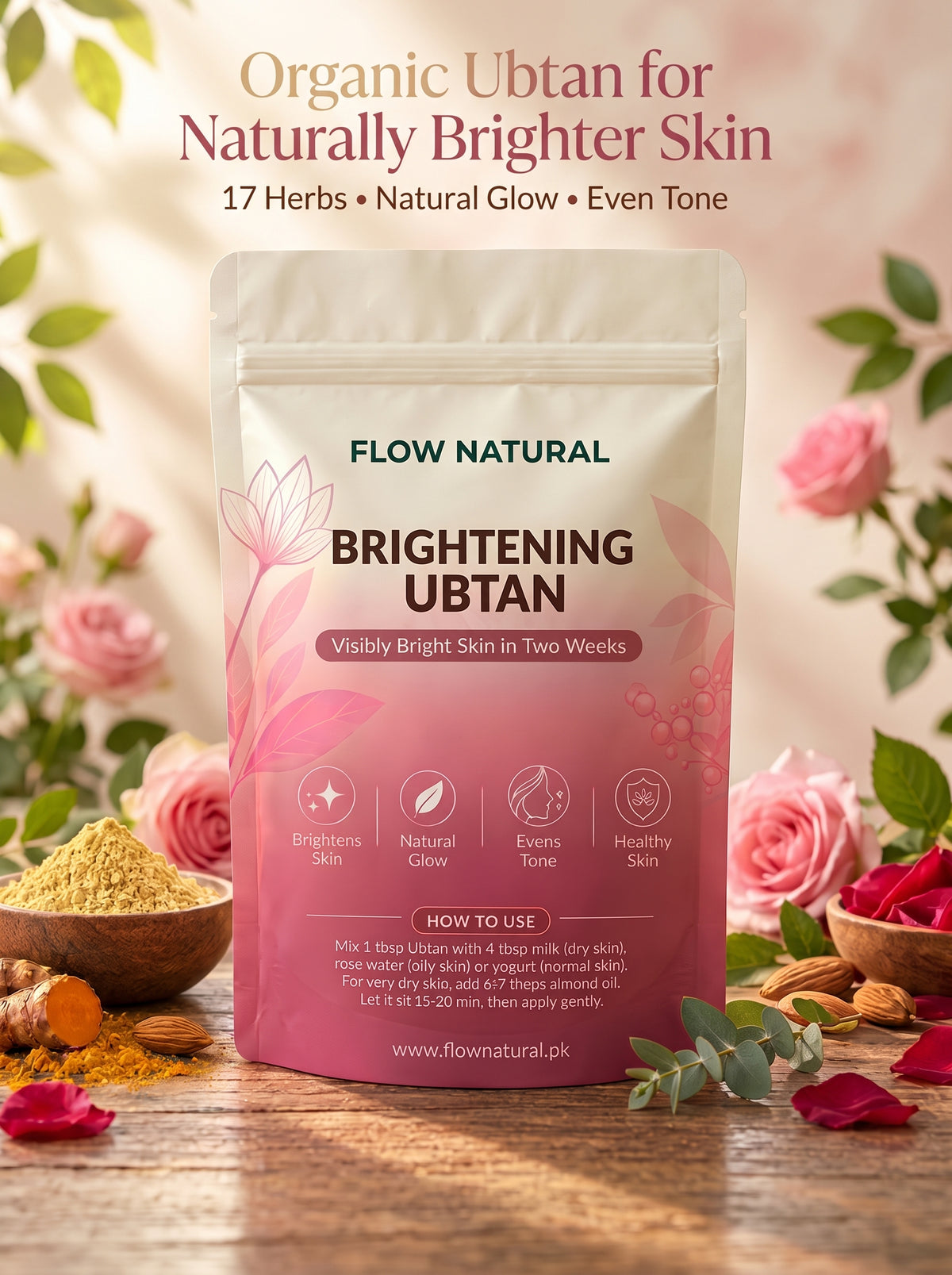 Organic Brightening Ubtan – For a Brighter, Even Looking Complexion | Pack of 2